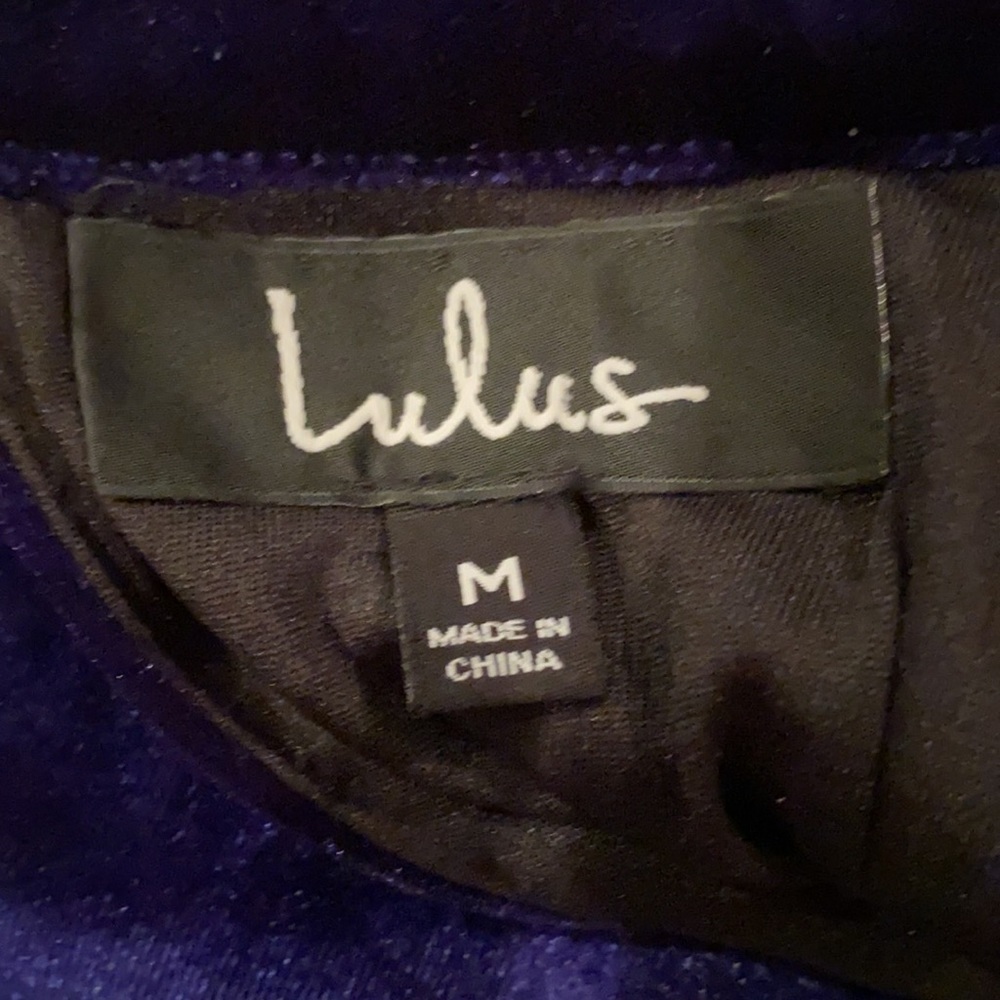 Lulu’s Navy Velour Style Dress Size Medium New - Picture 7 of 10